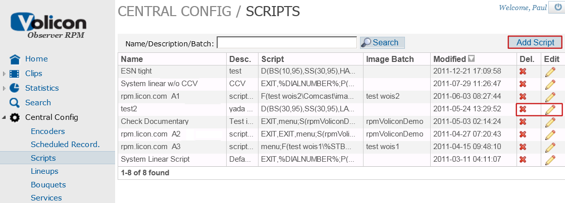 Figure: Scripts List