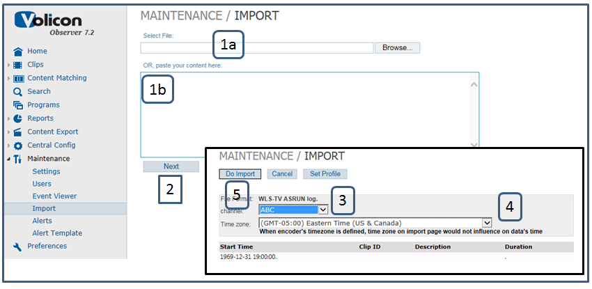 Figure: Maintenance/Import Data