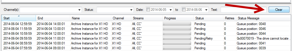 Figure: Clearing the Text Search Field