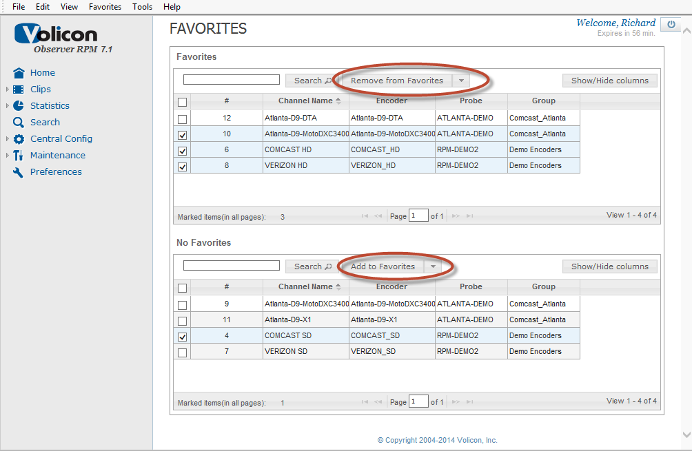 Figure: Favorites Window