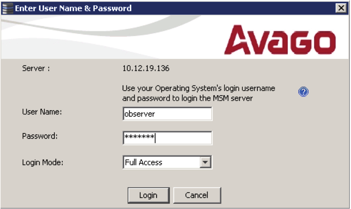 Figure: RAID Controller Login