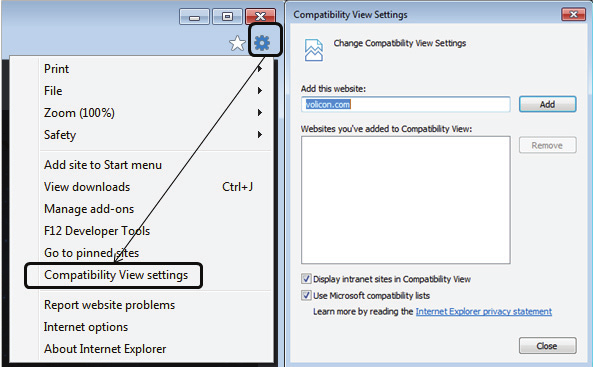 Figure: Setting IE Compatibility View