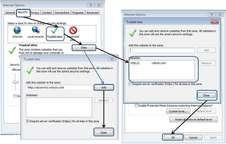 Figure: Add MIP to IE Trusted Sites