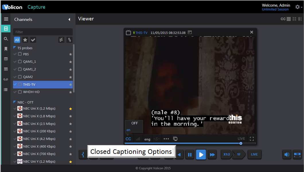 Closed Captioning Volicon 8.0 User Guide SnapStream