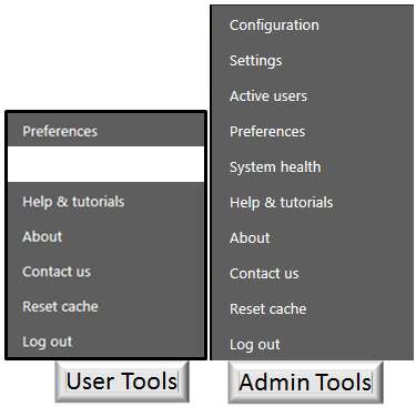 Figure: User vs\. admin tool
