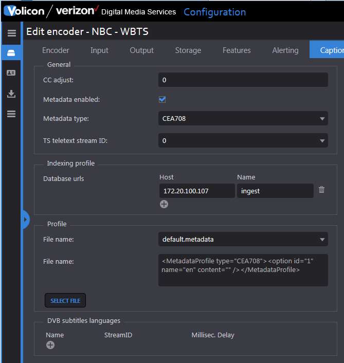 Encoder captions: Closed captioning | Volicon 8.1 Admin Guide | SnapStream