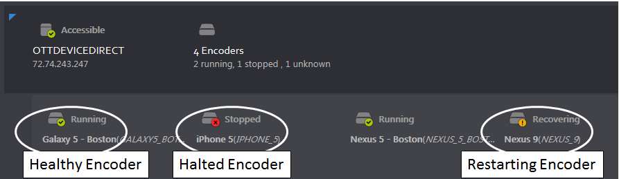 Figure: Group, probe and encoder status