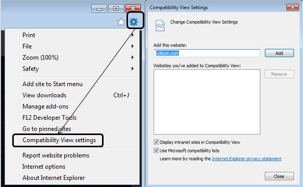 Figure: Setting IE Compatibility View