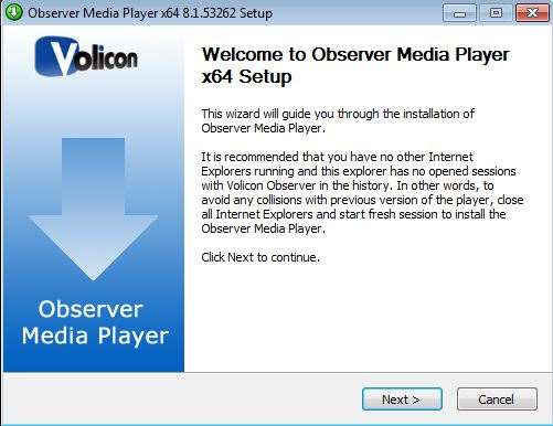 Figure: Observer Media Player Setup Wizard