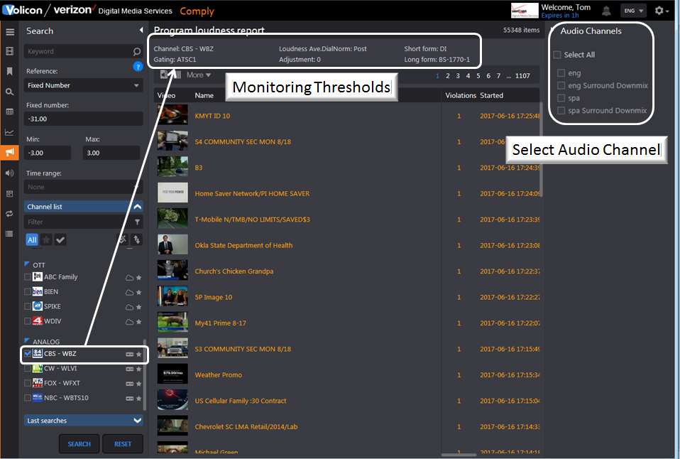 Figure: Channel Loudness Report