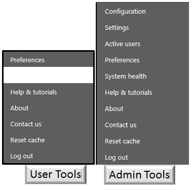 Figure: User vs. admin tools