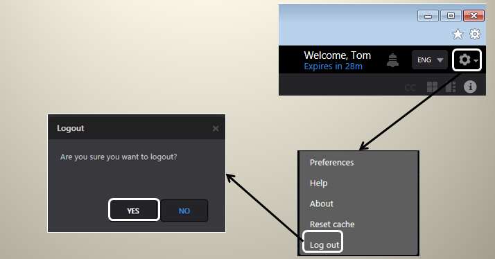 Figure: Volicon Media Intelligence service logout