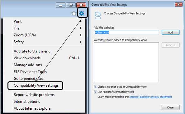 Figure: Setting IE compatibility view
