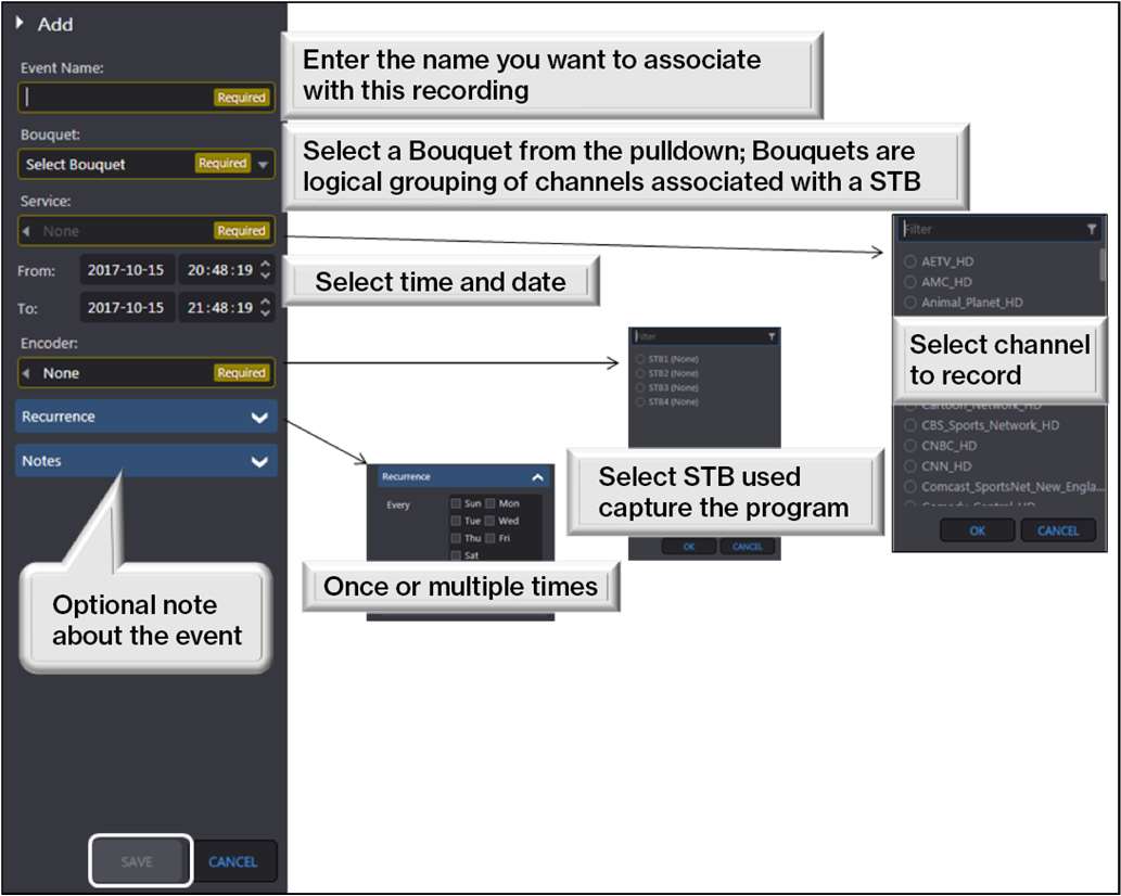 Figure: Create new scheduled recording