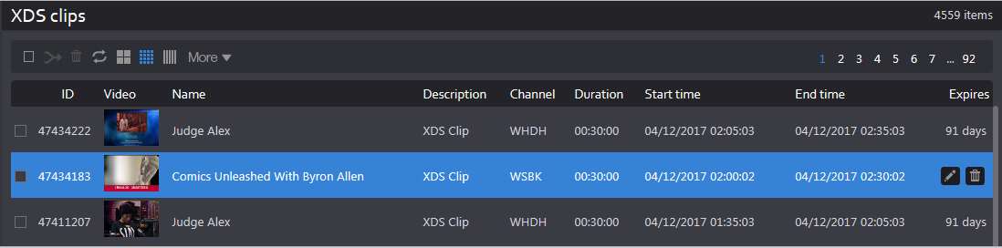 Figure: Select, play, edit XDS clips