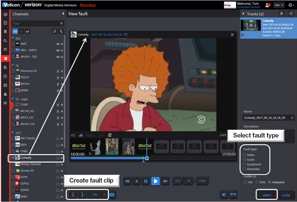 Figure: Manual fault clip creation