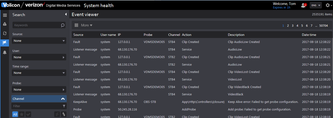 Figure: Event viewer