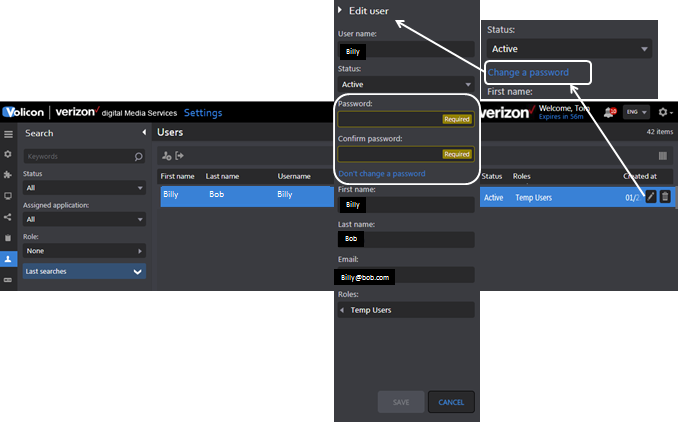 Figure: Change user password