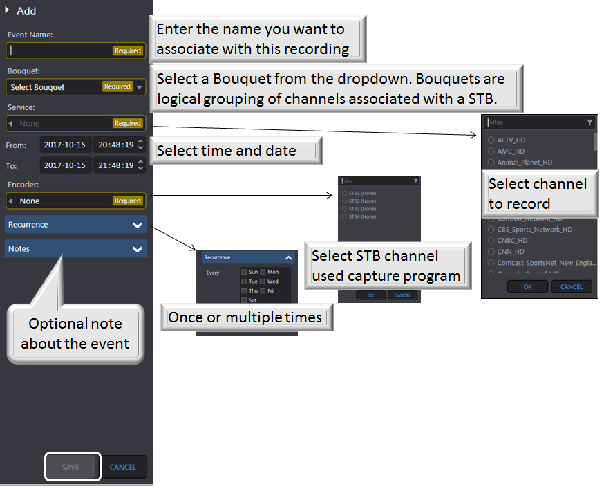 Figure: Create new scheduled recording