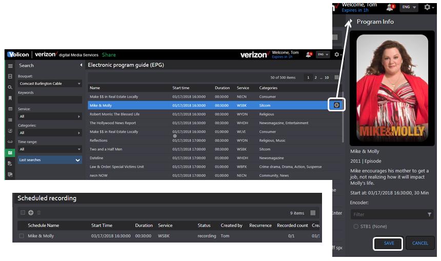 Figure: EPG schedule recording