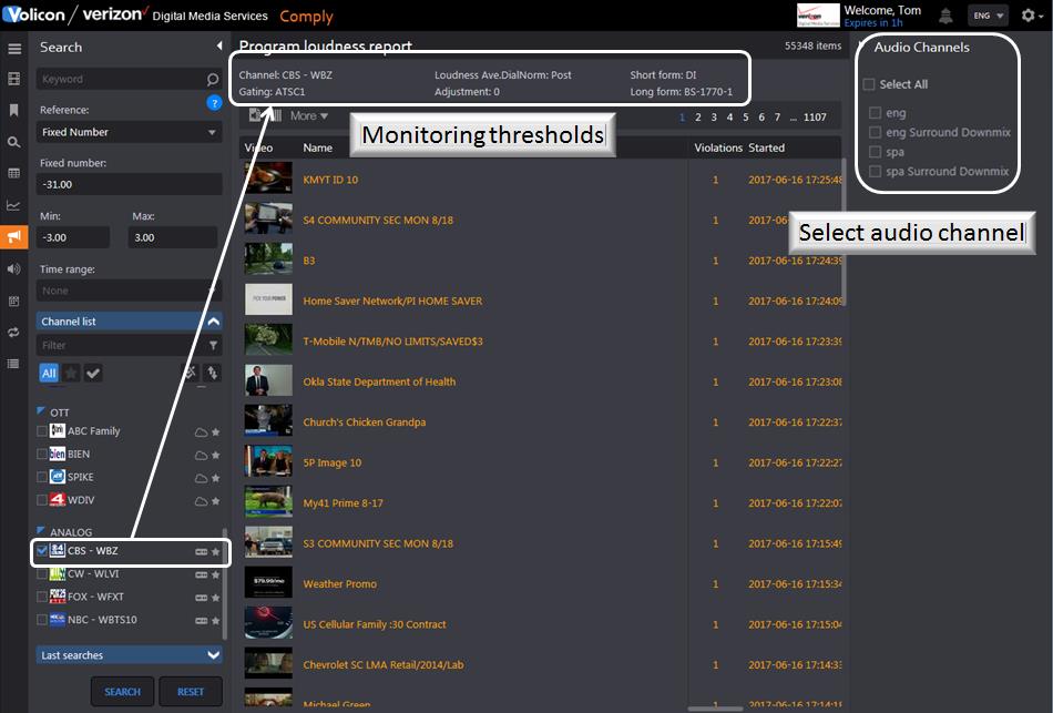 Figure: Channel loudness report